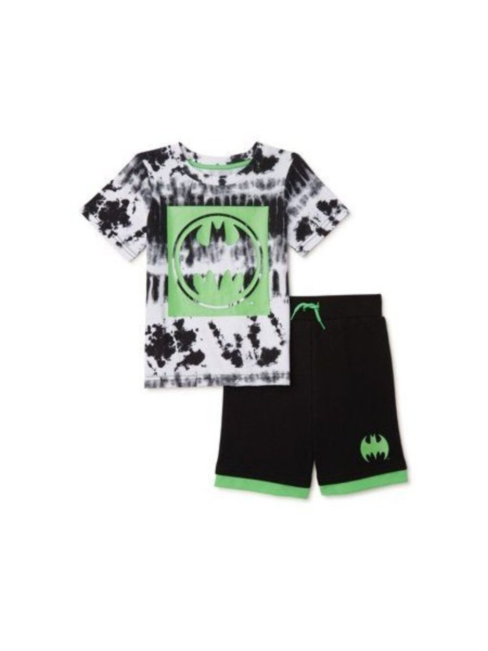 Batman Toddler 2-Piece Tie-Dye T-Shirt & Shorts Set Green & Black 12M